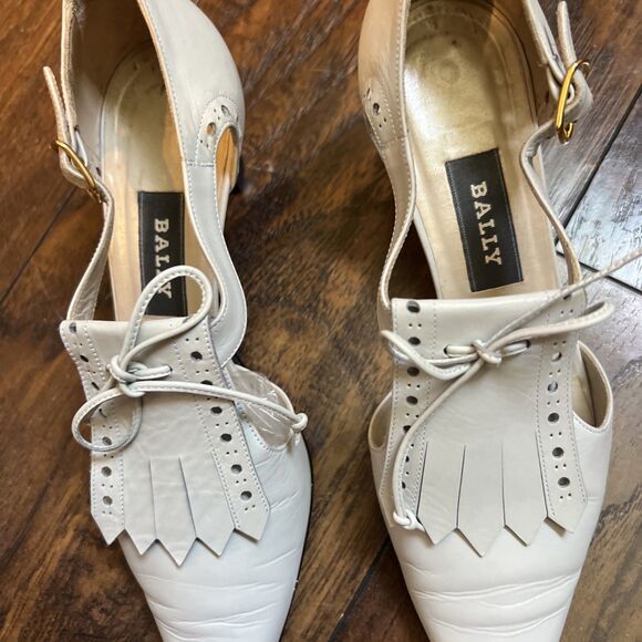 Vintage Bally Made In Italy Kiltie Fringe Size 6M Side Buckle Pumps Gray 90’s - Picture 2 of 10